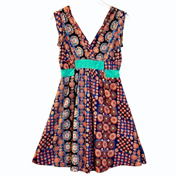 Marc‎ Jacobs Womens Patterned Dress Size 2 Sleeveless Plunging Neckline Bohemian - Picture 3 of 11